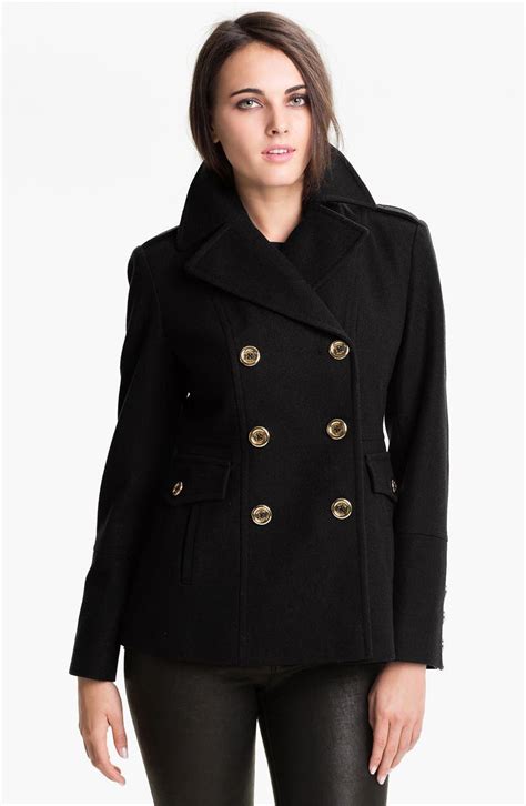 michael kors womens black peacoat|Michael Kors peacoat women's.